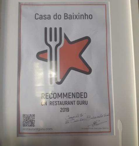 Casa do Baixinho Restaurante award